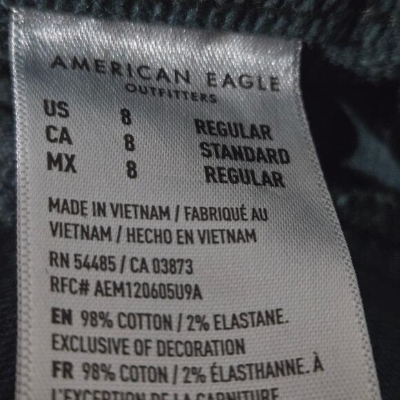 American Eagle Super Hi Rise Flare Corduroy Pants Green Button Fly Retro Teal 8 - Picture 7 of 15
